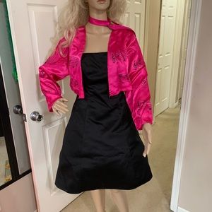 Hot Pink Music Black Party Prom Dress 7/8 Costume